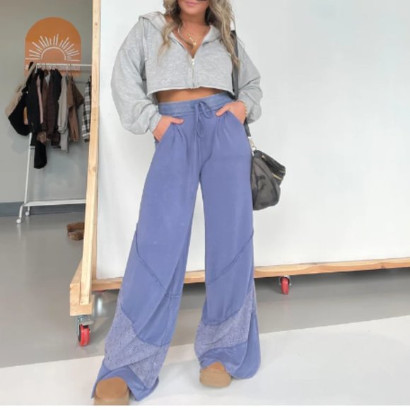 RELISTED  Boho Babe Wide Leg Pants Blue - Picture 4 of 5